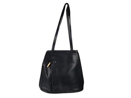 SAC, LONGCHAMP, cuir bleu, ferrures dorées, 34x31x