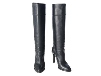 STIVALI, LOUIS VUITTON, pelle nera, finiture argen