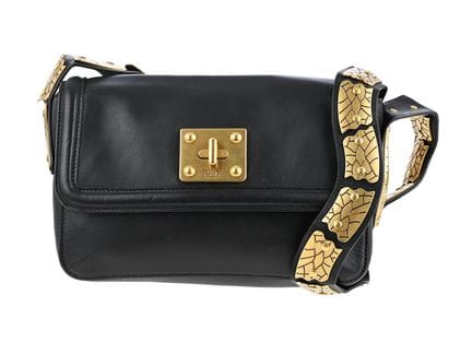 SAC, VALENTINO ROUGE, cuir noir, ferrures dorées, 