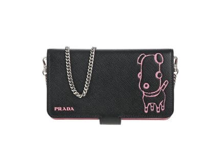 ÉTUI, PRADA, iPhone XS, cuir Saffiano noir, cuir r