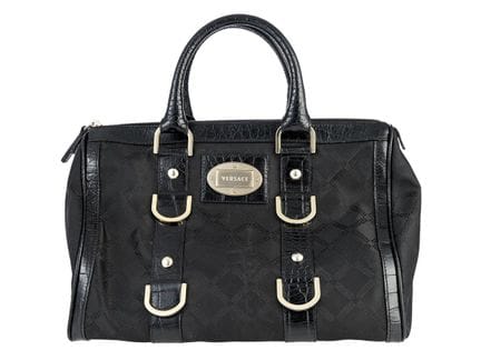 SAC, VERSACE, sac de type « Boston », cuir noir, t