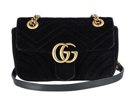 Tasche, GUCCI, GG, Marmont-Tasche, schwarzer Samt,