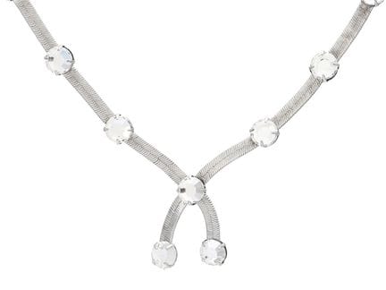 NECKLACE, CHRISTIAN DIOR, white metal, white stone