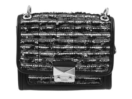 SAC, KARL LAGERFELD, sac en tweed, noir, tweed bla