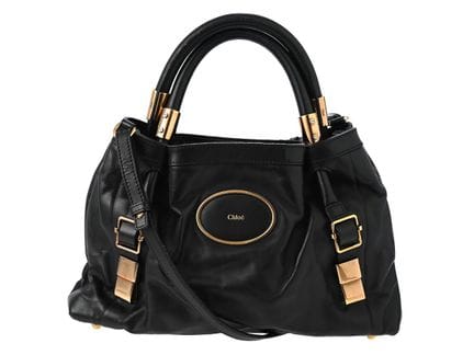 SAC, CHLOÉ, sac fourre-tout victoria, cuir noir, a