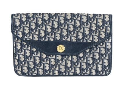 Pochette, CHRISTIAN DIOR, monogramma Oblique, blu 