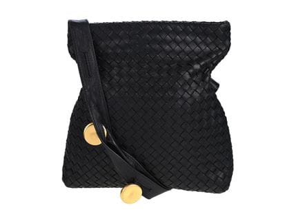 Tasche, BOTTEGA VENETA, schwarzes gezwirntes Leder