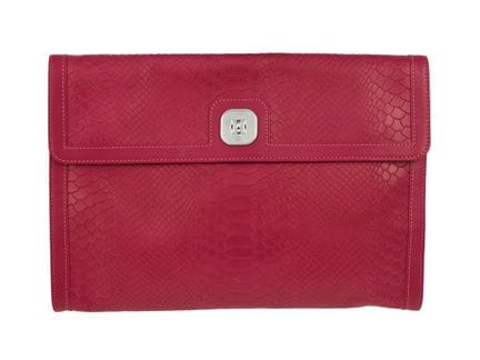 POCHETTE, LONGCHAMP, pelle goffrata rosa, finiture