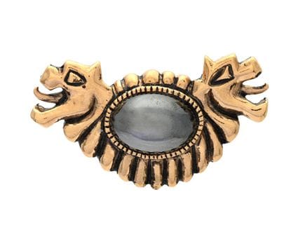 BROOCH, GUY LAROCHE, gold-tone metal, black stone,