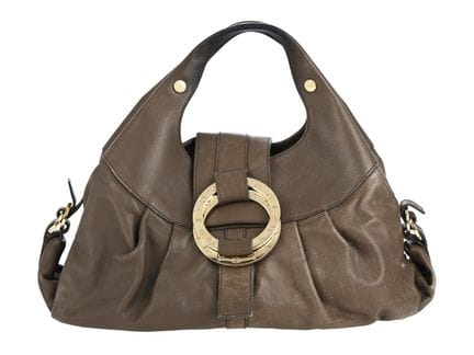 SAC, BVLGARI, sac Hobo « Chandra », cuir taupe, fi