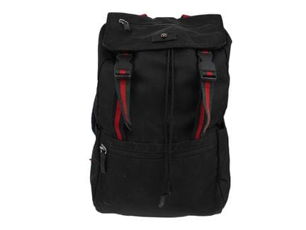 RÜCKSACK, GUCCI, schwarzes Nylon, goldfarbene Besc