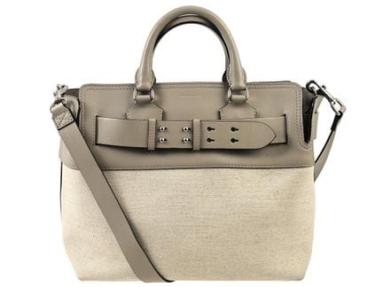 BORSA, BURBERRY, Borsa con cintura, pelle grigia, 