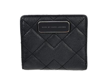 钱包，MARC BY MARC JACOBS，黑色皮革，10x9 厘米，卡片，银行票据。