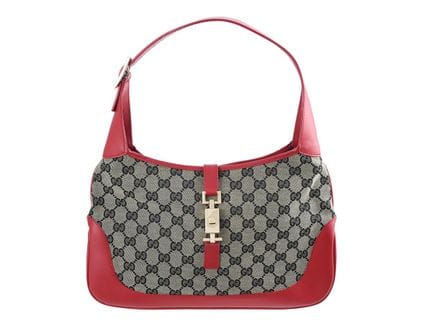 Tasche, GUCCI, Hobo-Tasche, GG-Stoff, rotes Leder,
