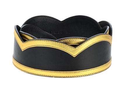 CINTURA, PRADA, vintage, in pelle nera, pelle dora