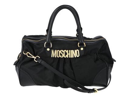SAC, MOSCHINO, nylon noir, cuir noir, ferrures dor