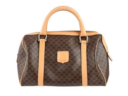 BORSA, CELINE, Boston Bag piccola, tela marrone, f
