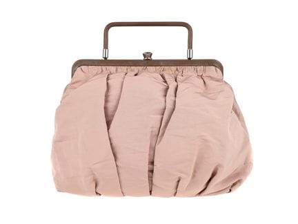 SAC MARNI, soie rose pâle, cuir marron, finitions 