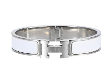 Armreif, HERMÈS, „clic H Barcelet“, weiß emaillier