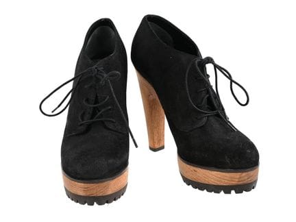 SCARPE, DOLCE &amp; GABBANA, camoscio nero, legno,