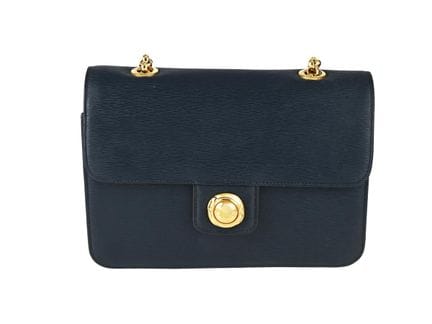 SAC, CHLOÉ, rabat à chaîne vintage, cuir bleu, mét