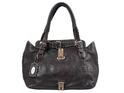 TASCHE. FENDI, Vintage, braunes Leder, silberfarbe