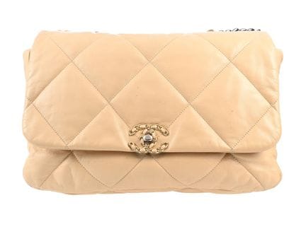 SAC, CHANEL, 19, cuir matelassé beige, finitions d