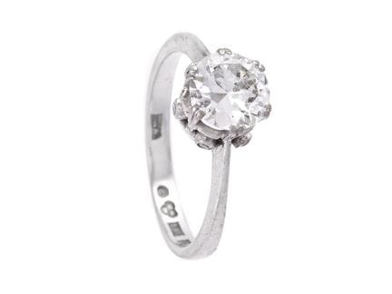 LANTZ, anillo solitario, oro blanco de 18 quilates