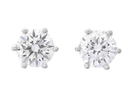 PENDIENTES SOLITARIOS, oro blanco de 18 quilates, 