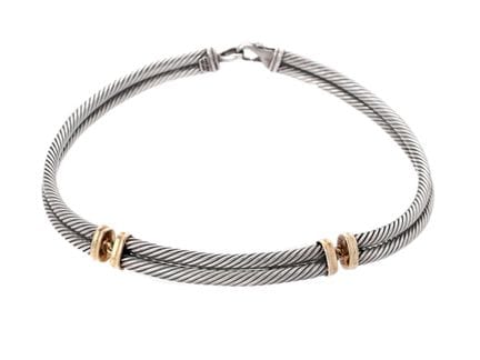 DAVID YURMAN, collar, plata de ley/oro de 14 quila