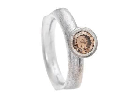 ANELLO SOLITARIO, oro bianco 18 carati, diamante t