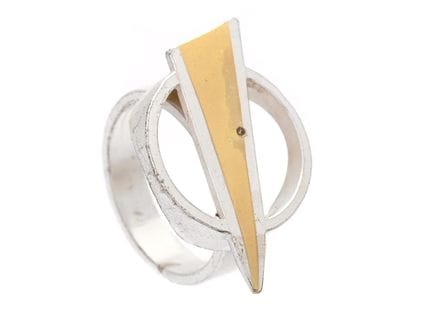 J. KLINTZ, anello, argento sterling/oro 18 carati,