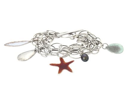 PULSERA, plata de ley, perla cultivada negra, dije