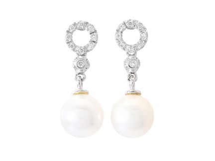 PENDIENTES DE PERLAS, oro blanco de 18 quilates, p