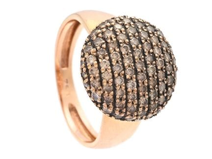 ANELLO, oro rosa 18 carati, 81 diamanti marroni a 