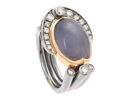 SÖRSAND, bague, or 18 carats/or blanc, calcédoine 