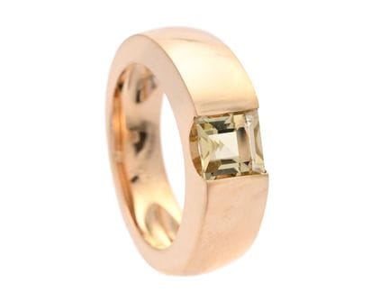 ANILLO, oro de 18 quilates, cuarzo limón de talla 