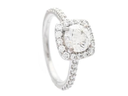 ANELLO, oro bianco 18 carati, diamante a taglio br