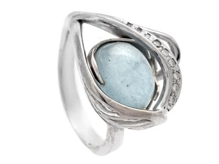 ANELLO, oro bianco 18 carati, acquamarina con tagl