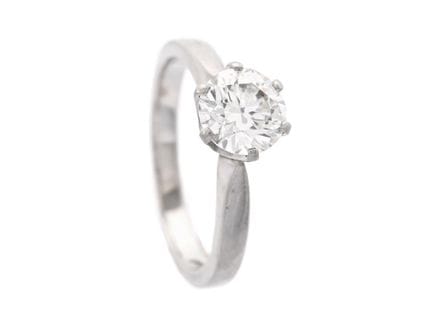 SOLITAIRE RING, platinum, brilliant cut diamond 1,