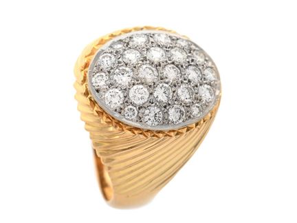 RING, 18K gold/white gold, 24 brilliant cut diamon