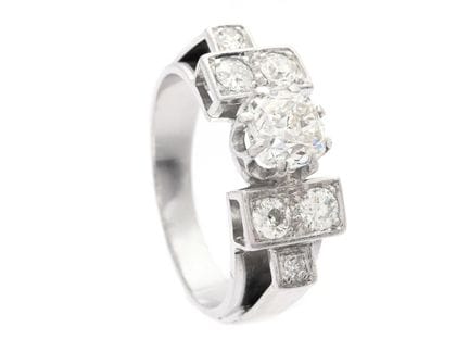 RING, 18K white gold/platinum, old mine cut diamon