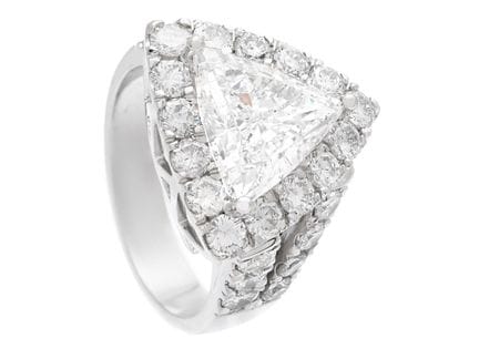 ANELLO, oro bianco 18 carati, diamante taglio tril