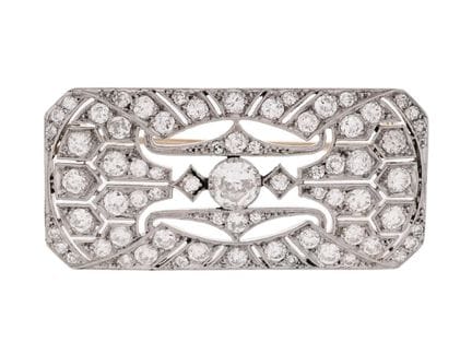 BROOCH, platinum/14K gold, brilliant cut, single c