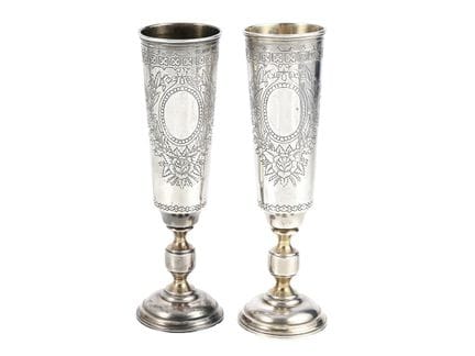 CHAMPAGNEBÄGARE, one pair, silver, partly gilded, 