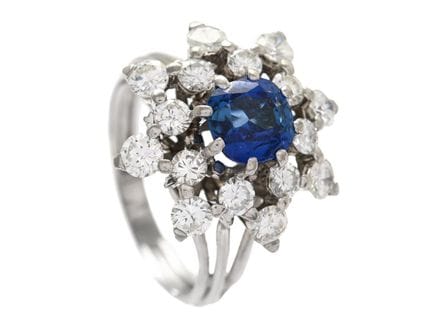 RING, 18K white gold, blue sapphire approx. 1,40 c