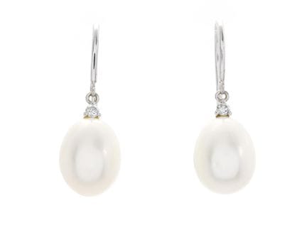 PEARL EARRINGS, 18K white gold, cultured freshwate