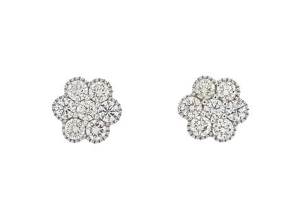 EARRINGS, 18K white gold, 14 brilliant cut diamond