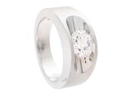 SOLITAIRE RING, 14K white gold, old brilliant cut 