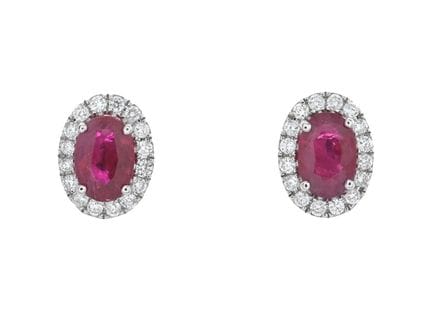 EARRINGS, 18K vitguld,ovalslipade rubies 1,14 ctw,